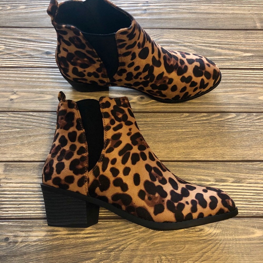 Leopard Print Heeled Booties - new